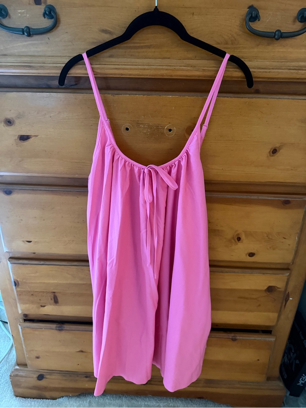 Pink Spaghetti Strap Sundress with Tie Front